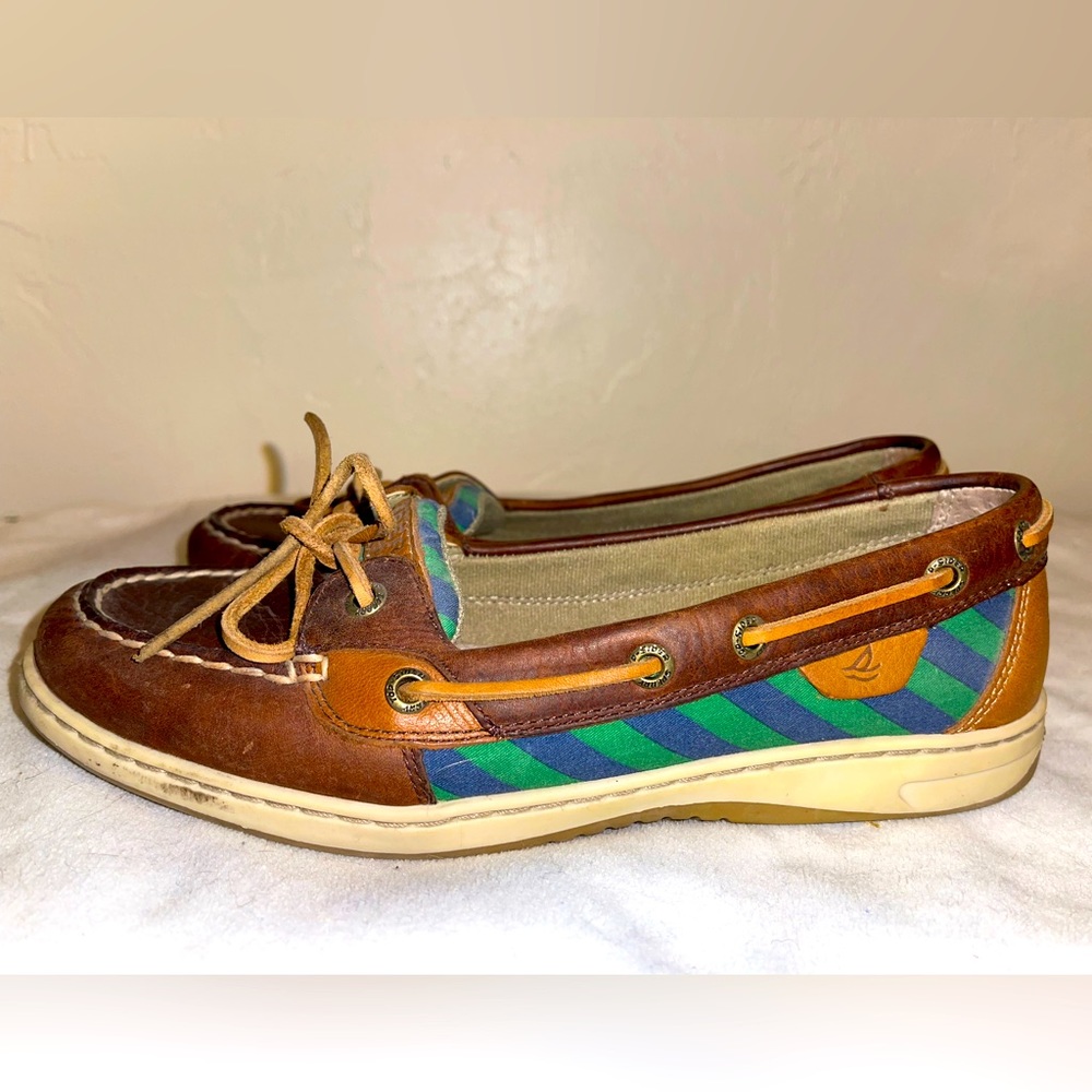 8.5 Green & Blue Striped Sperry Top Siders